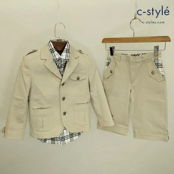Burberry バーバリー セットアップ 120A ベージュ系 シャツ ジャケット ハーフパンツ キッズ 男の子