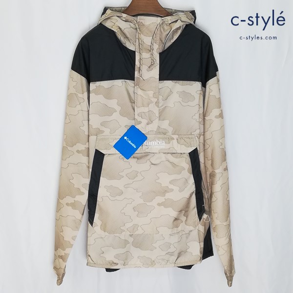 Columbia コロンビア チャレンジャーウィンドブレーカー L ベージュ×ブラック KM2005 ハーフジップ