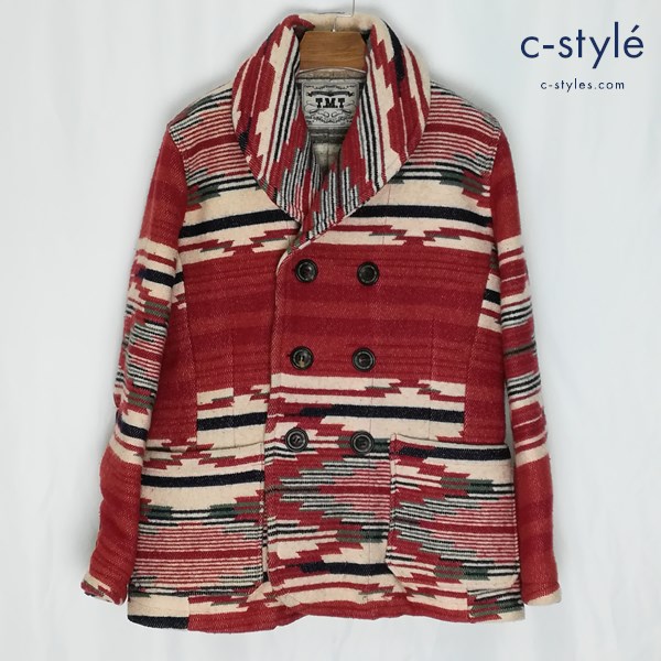 TMT ティーエムティー テーラードジャケット M マルチカラー TJK-F1205 ネイティブ柄 日本製 ダブルボタン