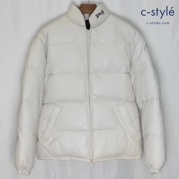 Schott ショット レザーダウンジャケット 38 ホワイト ジップアップ アメリカ製