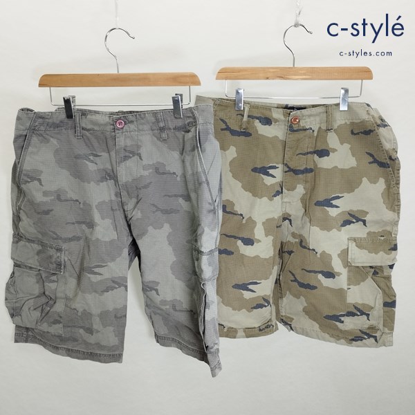 stussy ステューシー ハーフパンツ 36 グレー系 カーキ系 迷彩