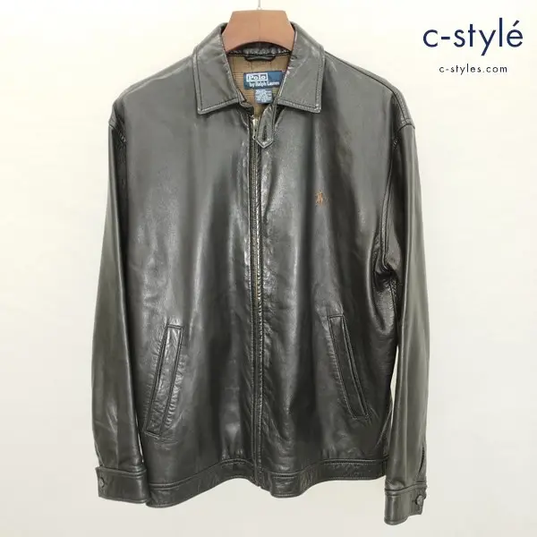 POLO RALPH LAUREN ポロ ラルフローレン レザージャケット S ブラック ブルゾン 革ジャン