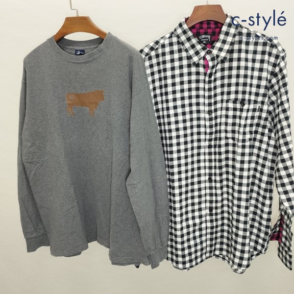Stussy ステューシー 長袖シャツ グレー系 ブラック系 XL 綿100 計2点