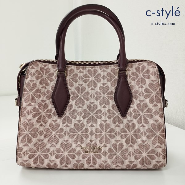 kate spade ケイシースペードフラワーコーテッド キャンバスミディアムサッチェルバッグ バーガンディ