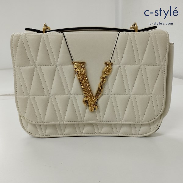 VERSACE ヴェルサーチェ Vロゴアクセント ショルダーバッグ ホワイト系 989 220 677 127 レディース