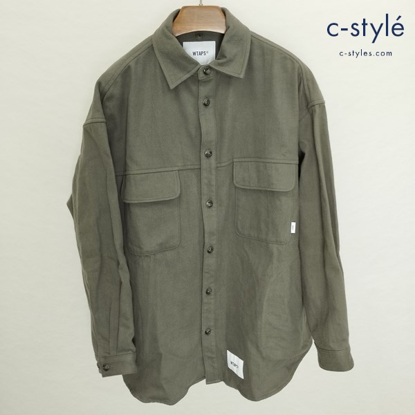 WTAPS ダブルタップス 長袖シャツ X・02 カーキ 22SS WCPO 01 LS COTTON FLANNEL 221WVDT-SHM05