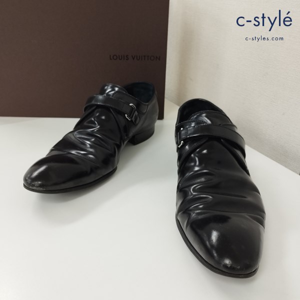LOUIS VUITTON ルイヴィトン ダミエ モンクストラップシューズ 7・1/2 ブラック ST0130 イタリア製