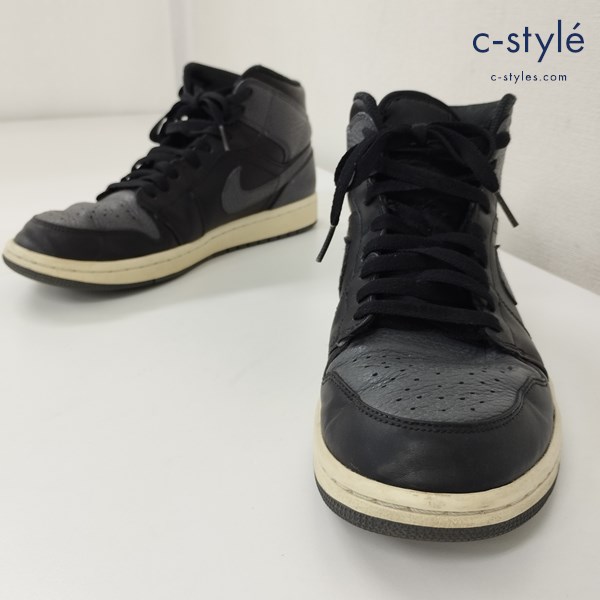 NIKE ナイキ AIR JORDAN 1 RETRO MID エアジョーダン1 スニーカー 26.5cm ブラック×グレー 554724-041