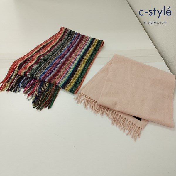 OLD ENGLAND オールドイングランド カシミヤマフラー マルチカラー ピンク スコットランド製