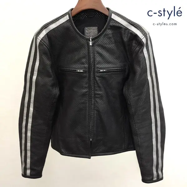 KADOYA カドヤ レザージャケット L ブラック PLJ-L 牛革 ジップアップ バイクウェア