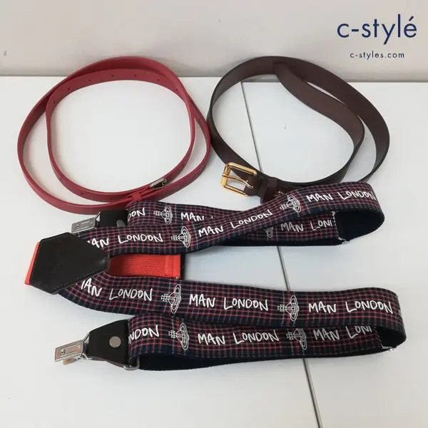 Vivienne Westwood ヴィヴィアンウエストウッド ベルト サスペンダー レザー LONDON オーブ 計3点