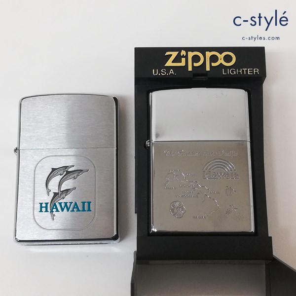 ZIPPO ジッポー オイルライター HAWAII ハワイ イルカ 地図 シルバー 喫煙具