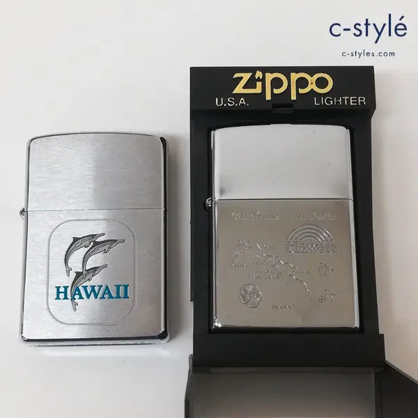 ZIPPO ジッポー オイルライター HAWAII ハワイ イルカ 地図 シルバー 喫煙具