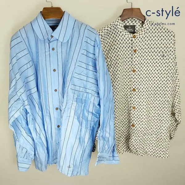 Vivienne Westwood MAN ヴィヴィアンウエストウッドマン シャツ ブルー系 クリーム系 長袖 ストライプ 総柄