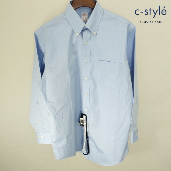 Brooks Brothers ブルックスブラザーズ 長袖シャツ 16・2/3 ブルー系 無地 ボタンダウン ノンアイロン