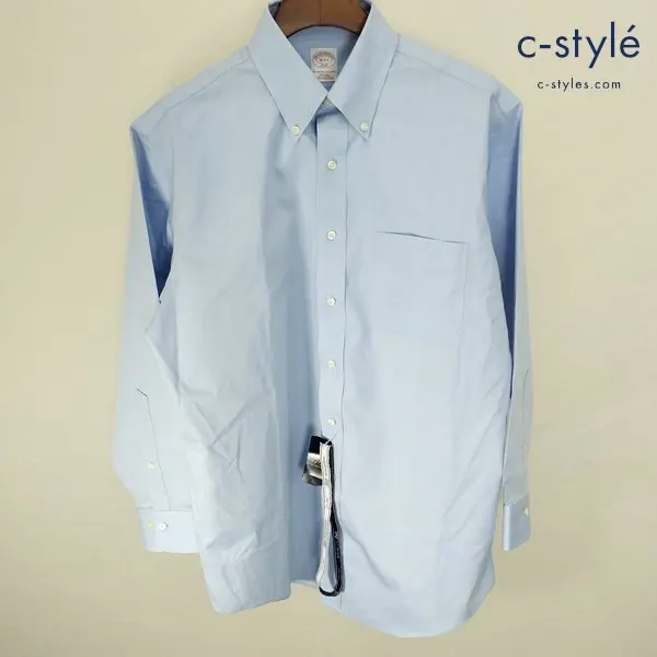 Brooks Brothers ブルックスブラザーズ 長袖シャツ 16・2/3 ブルー系 無地 ボタンダウン ノンアイロン