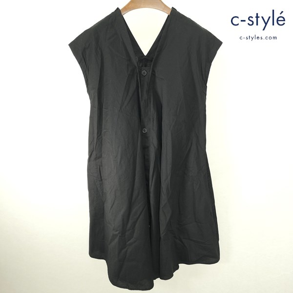 Y’s ワイズ ワンピース 2 ブラック BORN PRODUCT COTTON THIN TWILL FRENCH SLEEVE DRESS レディース
