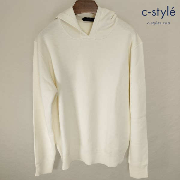ZANONE ザノーネ ミラノリブソリッドプルオーバーニットフーディー 48 ホワイト