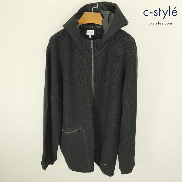 ARMANI COLLEZIONI アルマーニコレッツォーニ ウールニットパーカー XL ブラック SCB02M SC29M フーディー