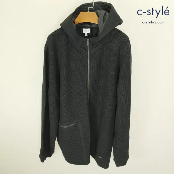 ARMANI COLLEZIONI アルマーニコレッツォーニ ウールニットパーカー XL ブラック SCB02M SC29M フーディー