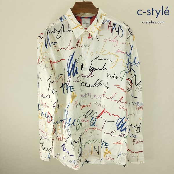 Paul Smith ポールスミス シャツ XL ホワイト系 PF-WR-31954 IDEAS TEXT PRINT