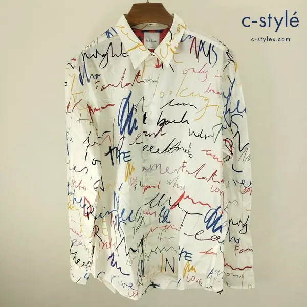 Paul Smith ポールスミス シャツ XL ホワイト系 PF-WR-31954 IDEAS TEXT PRINT