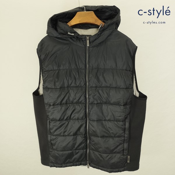 ARMANI COLLEZIONI アルマーニコレッツォーニ 中綿ベスト 60 ブラック KCJ82W フーディー ジップアップ