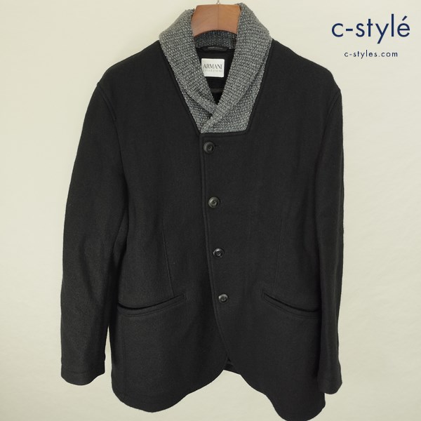 ARMANI COLLEZIONI アルマーニコレツィオーニ ウールニットジャケット 56 ブラック MCG62W ジップアップ