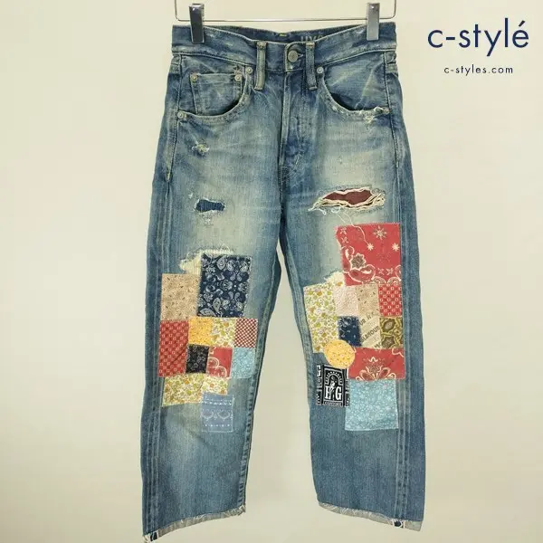 HYSTERIC GLAMOUR ヒステリックグラマー パッチワークダメージリペア加工デニムパンツ 24 インディゴ