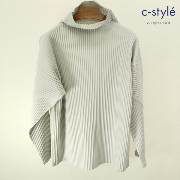 HOMME PLISSE ISSEY MIYAKE オムプリッセイッセイミヤケ プリーツ加工 ボトルネック 2 グレー 長袖Tシャツ