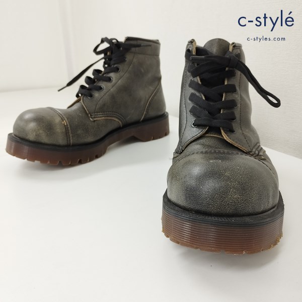 Dr.Martens ドクターマーチン スチールトゥ 6ホールブーツ 8 カーキ系 英国製 レザー