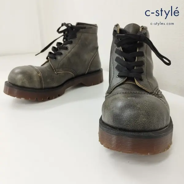Dr.Martens ドクターマーチン スチールトゥ 6ホールブーツ 8 カーキ系 英国製 レザー