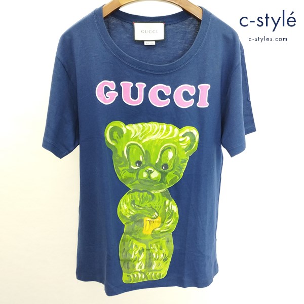 GUCCI グッチ 半袖Tシャツ XXS ネイビー ロゴ グミベアー イタリア製