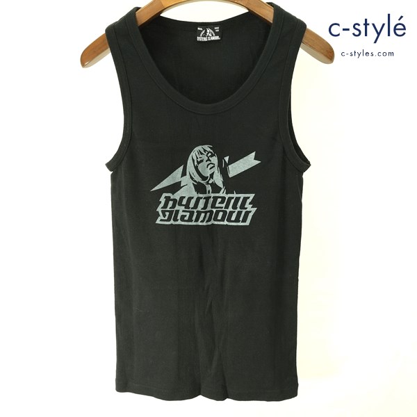 HYSTERIC GLAMOUR ヒステリックグラマー ノースリーブ タンクトップ F ブラック キャミソール ガールプリント