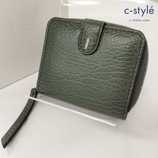 Maison Martin Margiela 11メゾンマルジェラ ミニ財布 グリーン レザー 二つ折り ジップアラウンド