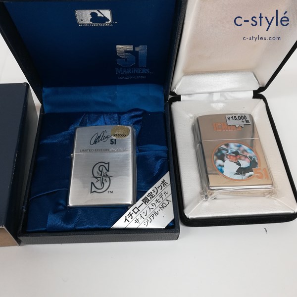 ZIPPO ジッポー オイルライター 2001年 イチロー限定ジッポ サイン入りモデル 2006年 シルバー 喫煙具 計2点