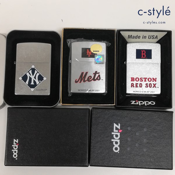 ZIPPO オイルライター 2000年 ボストンレッドソックス 2001年 ニューヨークメッツ 2003年 ヤンキース 計3点