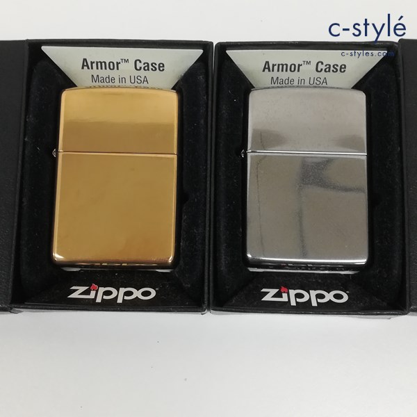 ZIPPO ジッポー オイルライター 2015年 ゴールド 2020年 シルバー ARMOR アーマー 無地 喫煙具 計2点
