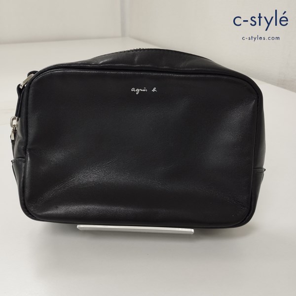 agnes b アニエスベー ミニショルダーバッグ ブラック JS10B-01 レザー クロスボディ ポシェット