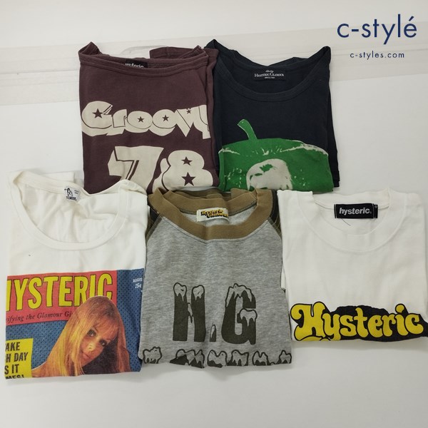 HYSTERIC GLAMOUR ヒステリックグラマー 半袖シャツ フリーサイズ S ロゴ 綿100% 計5点