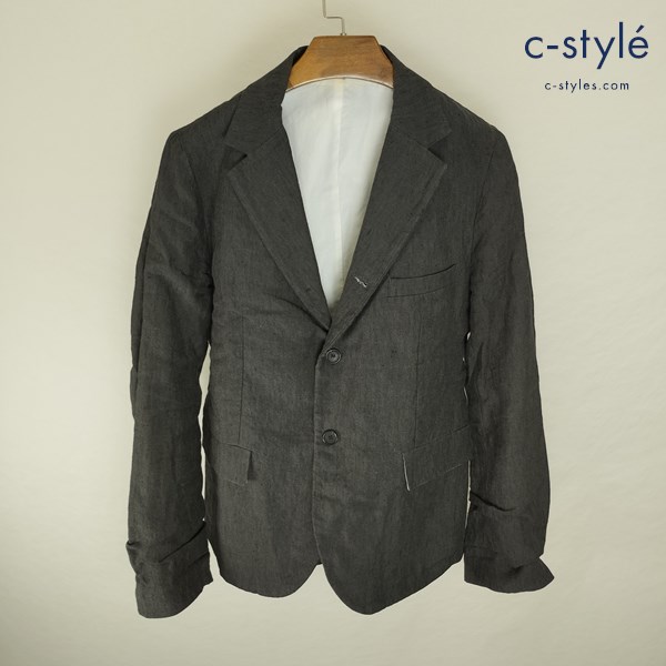 Bergfabel バーグファベル テーラードジャケット 48 グレー系 リネン 段返り3B 本切羽 イタリア製