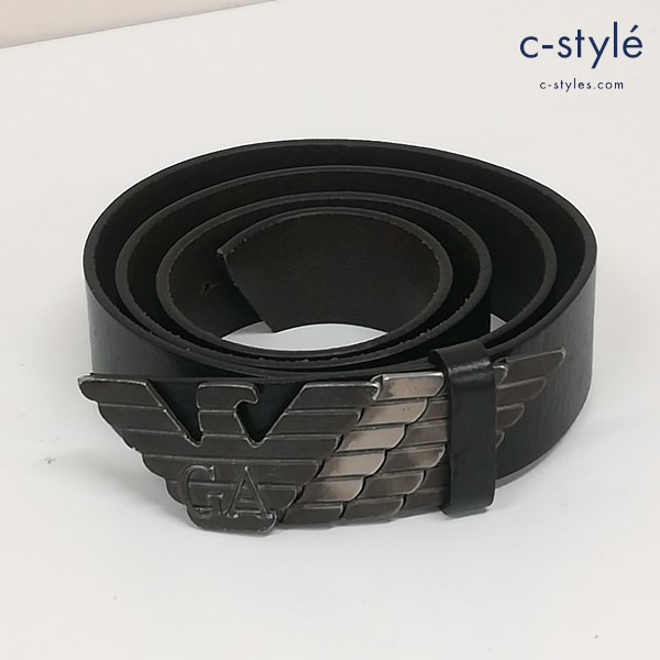 ENPORIO ARMANI エンポリオアルマーニ ベルト 56 ブラック レザー GAエンブレム