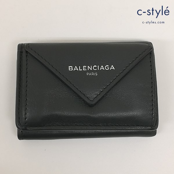 BALENCIAGA バレンシアガ 三つ折り財布 グレー ミニウォレット 391446 レザー