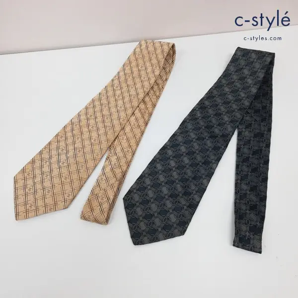 CHANEL シャネル ネクタイ ゴールド系 グレー系 ココマーク チェーン