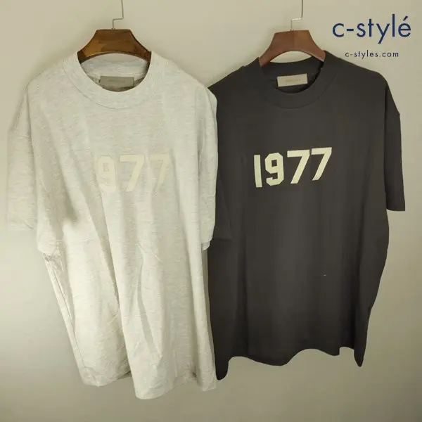 FOG ESSENTIALS エフオージーエッセンシャルズ 半袖 Tシャツ L ブラックグレー ライトグレー 1977ロゴ