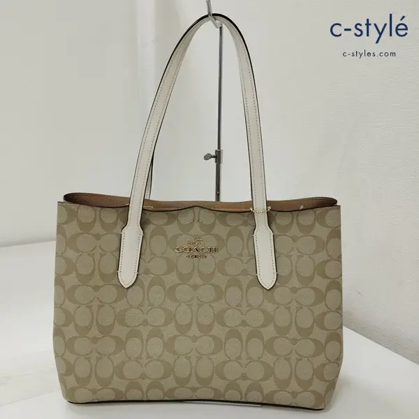 COACH コーチ トートバッグ ベージュ×ホワイト F48735