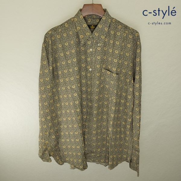 FENDI フェンディ 総柄長袖シャツ 42 16・1/2 グレー系 イタリア製 ビスコース ナイロン