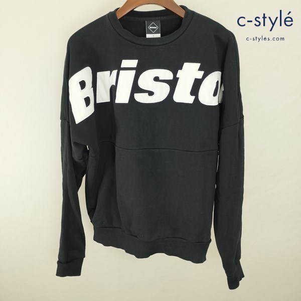 F.C.Real Bristol BIG LOGO CREWNECK SWEAT クルーネック スウェット S ブラック ロゴ FCRB-210059