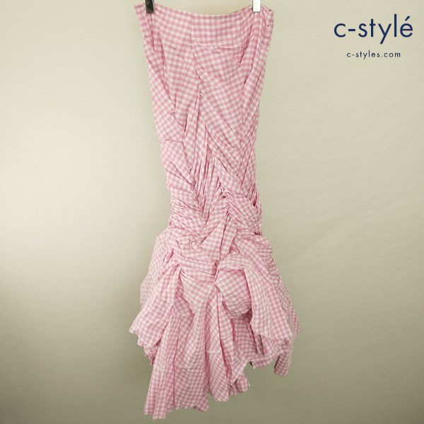 JUNYAWATANABE COMME des GARCONS ジュンヤワタナベコムデギャルソン チェックロングスカート S ピンク 綿100%