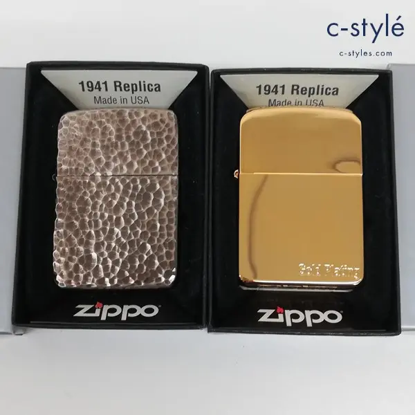 ZIPPO ジッポー 1941 レプリカ ライター 2015年 リューター加工 シルバー 2016年 Gold Plating ゴールド